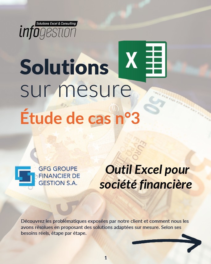 Outil Excel pour société financière créé par Infogestion à Lausanne