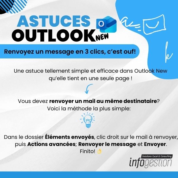 Astuce-Outlook-Renvoi-Message-3-clics Menu Actions Renvoyer ce message dans Microsoft Outlook